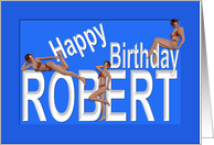 Robert’s Birthday Pin-Up Girls, Blue card
