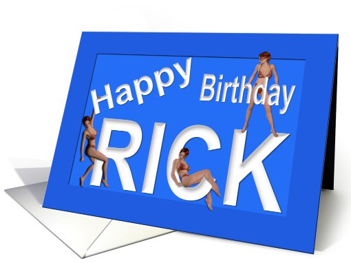 Rick's Birthday Pin-Up Girls, Blue card (459947)