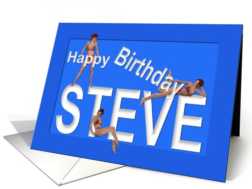 Steve's Birthday Pin-Up Girls, Blue card (459949)