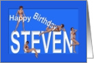 Steven’s Birthday Pin-Up Girls, Blue card