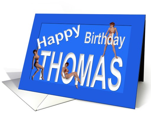 Thomas's Birthday Pin-Up Girls, Blue card (459961)