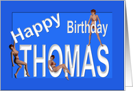 Thomas’s Birthday Pin-Up Girls, Blue card