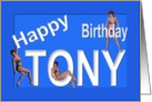 Tony’s Birthday Pin-Up Girls, Blue card