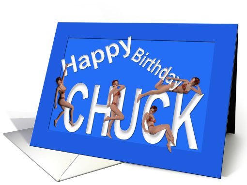 Chuck's Birthday Pin-Up Girls, Blue card (460941)