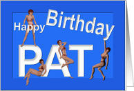Pat’s Birthday Pin-Up Girls, Blue card