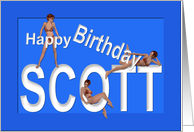 Scott’s Birthday Pin-Up Girls, Blue, Sexy, Adult, Sensual, Erotic, Naughty card