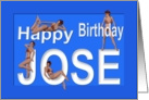 Jose’s Birthday Pin-Up Girls, Blue, Sexy, Adult, Sensual, Erotic, Naughty card