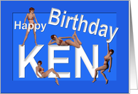 Ken’s Birthday Pin-Up Girls, Blue, Sexy, Adult, Sensual, Erotic, Naughty card