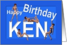 Ken’s Birthday Pin-Up Girls, Blue, Sexy, Adult, Sensual, Erotic, Naughty card