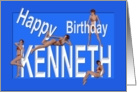 Kenneth’s Birthday Pin-Up Girls, Blue, Sexy, Adult, Sensual, Erotic, Naughty card