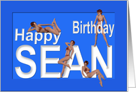 Sean’s Birthday Pin-Up Girls, Blue, Sexy, Adult, Sensual, Erotic, Naughty card