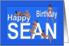 Sean’s Birthday Pin-Up Girls, Blue, Sexy, Adult, Sensual, Erotic, Naughty card