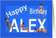 Alex’s Birthday Pin-Up Girls, Blue, Sexy, Adult, Sensual, Erotic, Naughty card