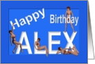 Alex’s Birthday Pin-Up Girls, Blue, Sexy, Adult, Sensual, Erotic, Naughty card