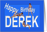 Derek’s Birthday Pin-Up Girls, Blue, Sexy, Adult, Sensual, Erotic, Naughty card