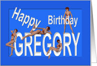 Gregory’s Birthday Pin-Up Girls, Blue, Sexy, Adult, Sensual, Erotic, Naughty card