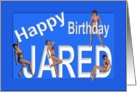 Jared’s Birthday Pin-Up Girls, Blue, Sexy, Adult, Sensual, Erotic, Naughty card