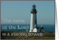 The Name of the Lord is a Strong Tower card