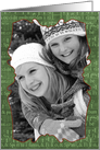 Christmas Music Green Manuscript Photo Card as Vertical Frame card