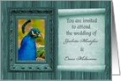 Peacock Wedding Invitation, Scroll with Customizable Names card