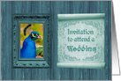 Peacock Wedding Invitation, Ornate Frame and Scroll card