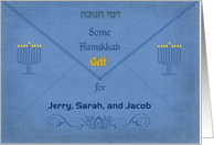 Hanukkah Money Envelope, Customizable Chanukah Gelt Gift card