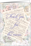 Wedding Music Thank You Sheet Music Lace Floral card