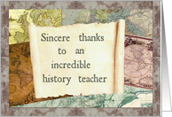 Thank You History Teacher card