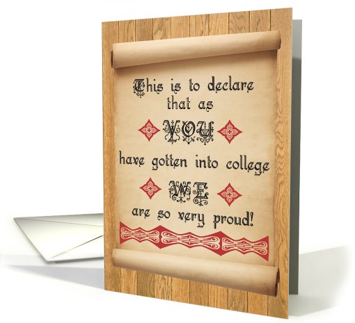 College Acceptance Congratulatory Scroll - from plural sender card