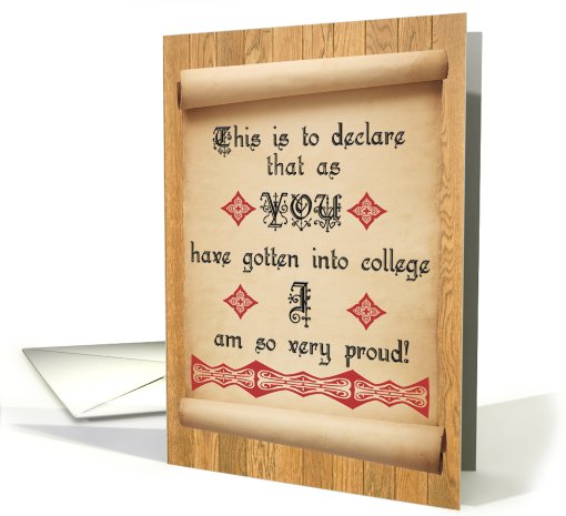 College Acceptance Congratulatory Scroll - from single sender card