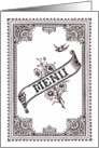 Wedding Menu Card, Ornate Black and White card