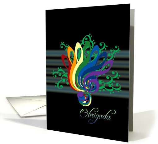 Bouquet of Clefs Thank You in Portuguese from female - Obrigada card