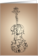 Violin Flourish, Black on Tan card