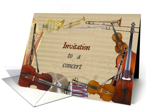 Concert Invitation, Orchestra Instruments card (621018)