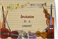 Concert Invitation, Orchestra Instruments card