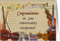 Congratulations Music Conservatory Acceptance card