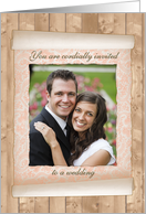 Wedding Invitation, Photo in Flowered Scroll card