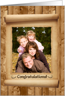 Congratulations, Photo on Scroll, Wood Wall card