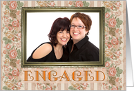 Engagement Announcement, Photo, Floral Wallpaper card