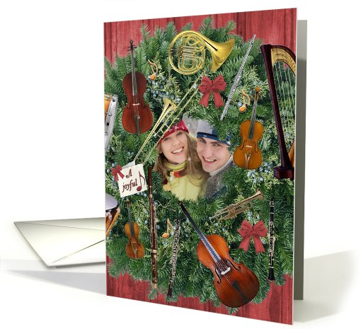 Joyful Note, Holiday Wreath Photo Card with Instruments card (848743)