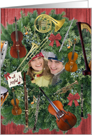 Joyful Note, Holiday Wreath Photo Card with Instruments card