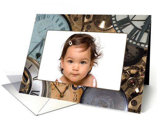 New Year Photo Card, Clock Collage Frame card (853005)