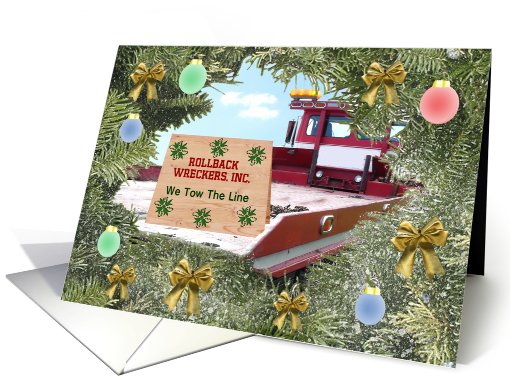 Rollback Wrecker Christmas, Industry Customizable Text card (894389)