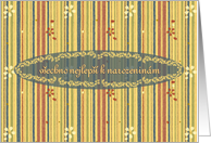 Czech Happy Birthday, Stripes and Flowers card