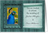Peacock Wedding Invitation, Scroll with Customizable Names card