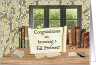 Congratulations Full Professor, Scroll, Books, Garden View card