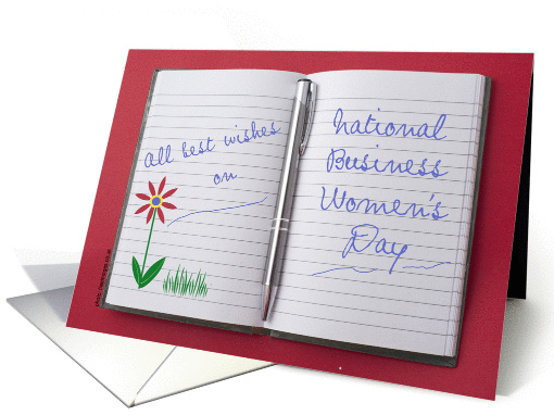 Happy National Business Women's Day, Pen and Notebook card (962201)