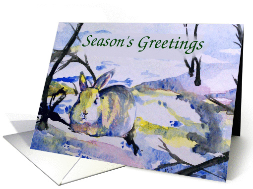 Season's Greetings Holiday Snow Rabbit card (886101)