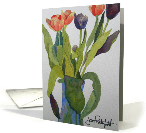 Orange and Blue Tulips card (332625)