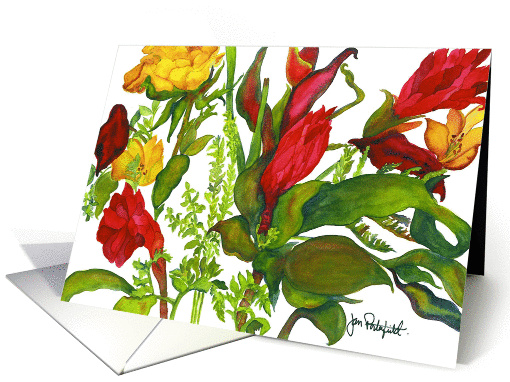 Red & Yellow Blossoms card (332683)